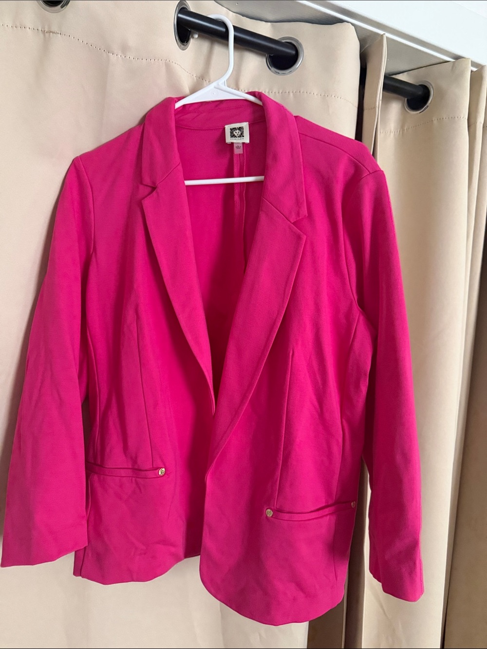Anne Klein Bright Pink Notch-Lapel Blazer